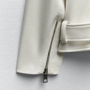 Zara Faux Leather Oversized Jacket, White